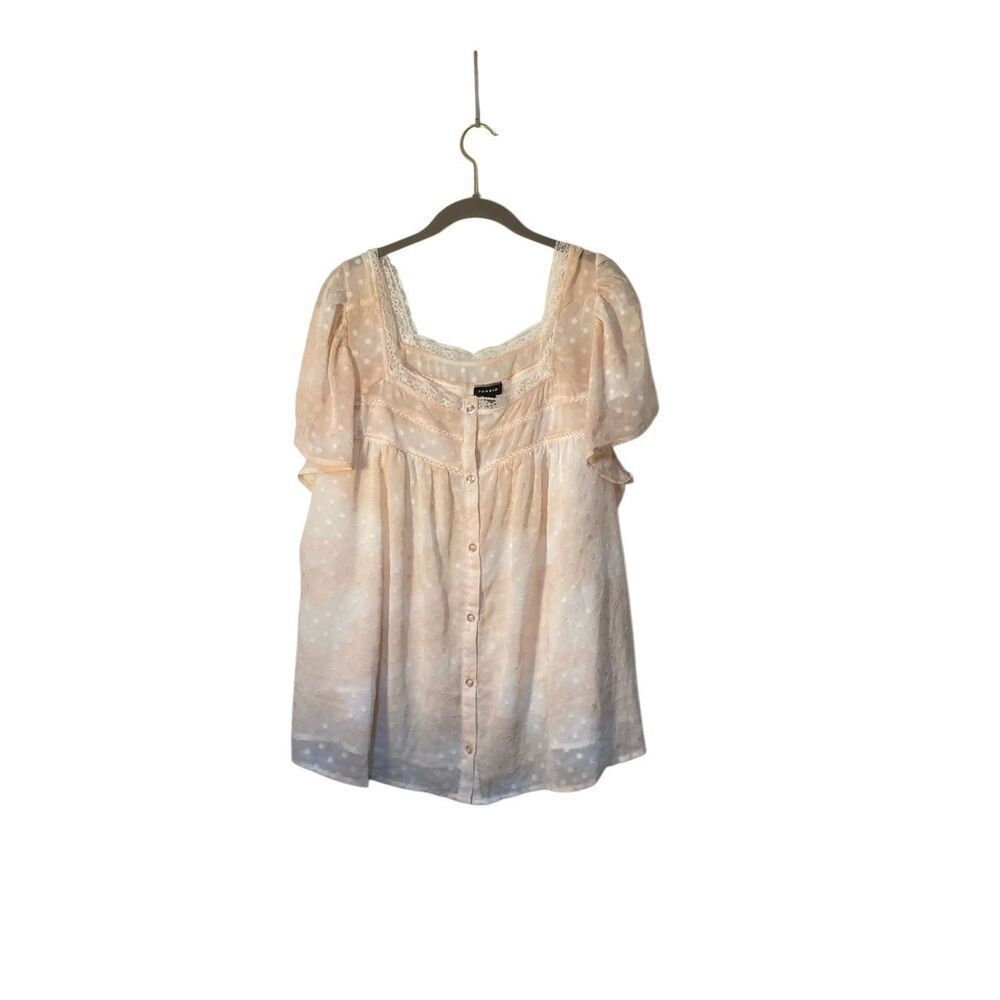 Torrid pink ruffled square neck baby doll style blouse 2X